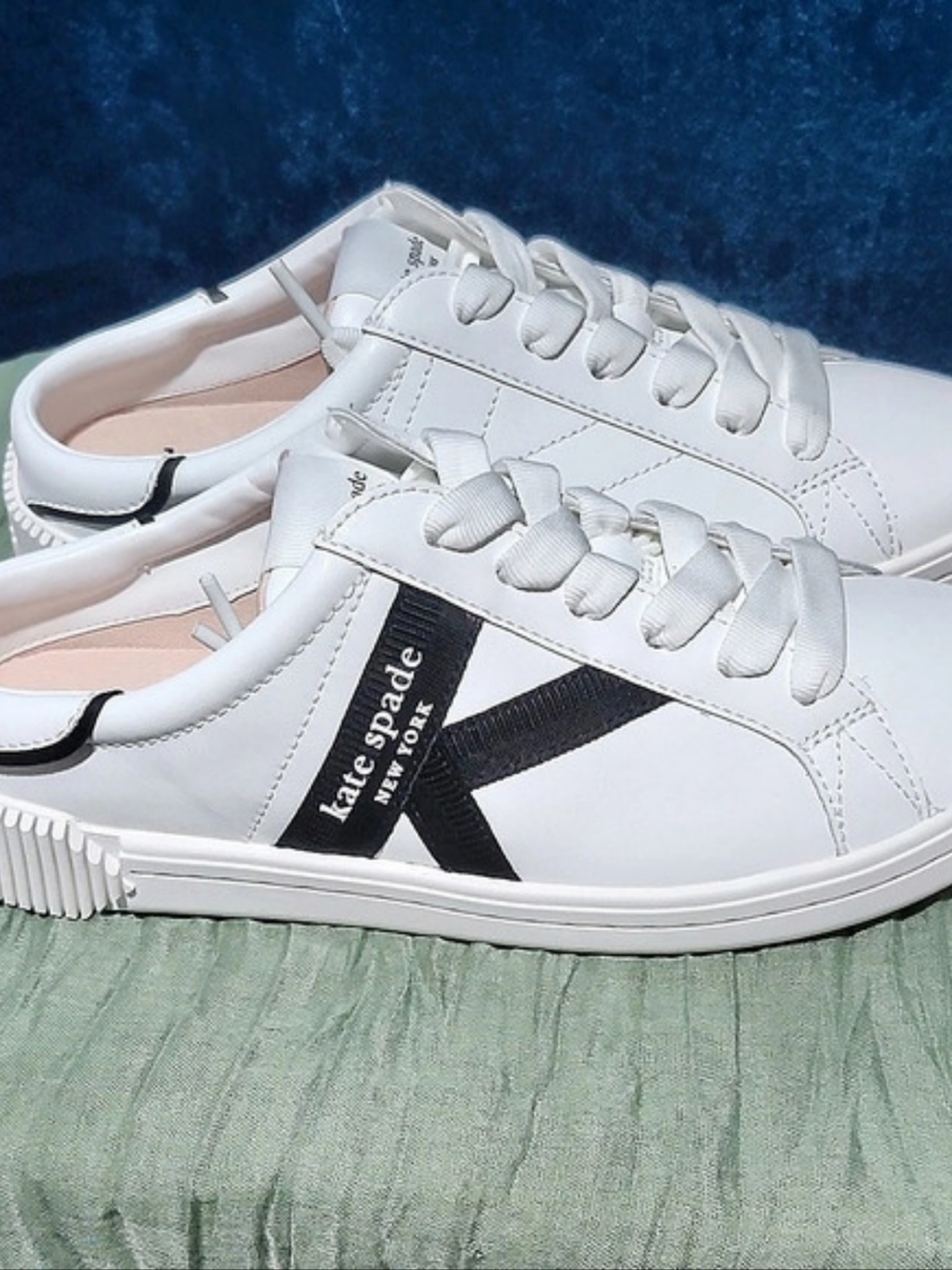 Kate Spade Signature Lace Up Mule Sneaker White & Black US 8.5B NWOT